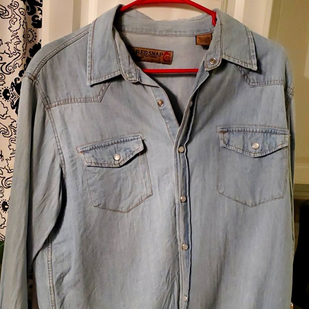 Long Sleeve Denim collared Faded Shirt